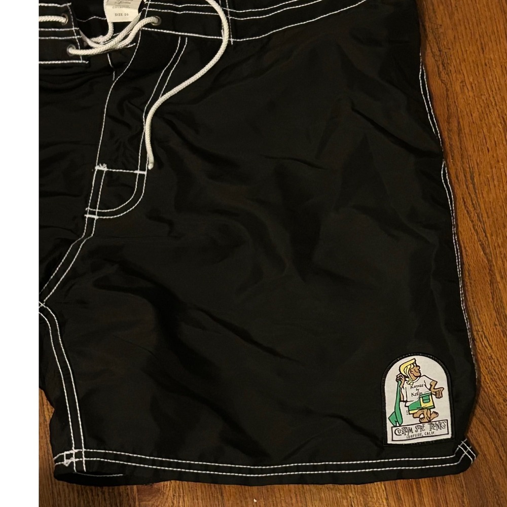 Katin Heritage Collection Mens Board Shorts Black White Stitch Sz 36 Surf Trunks - Picture 5 of 8